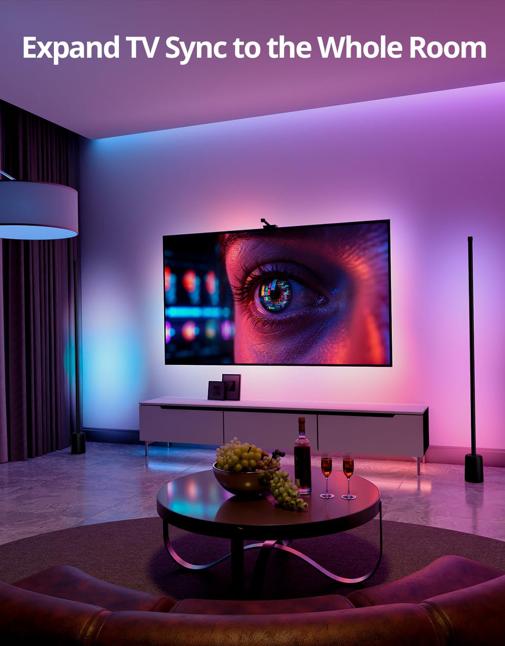 Ailofy Smart TV LED Backlight with Camera for 75-85 inch Screens, 16.4ft LED Strip Lights Sync to Screen& Music, Color Changing Lights for TV Compatible with Alexa & Google Assistant, App Control