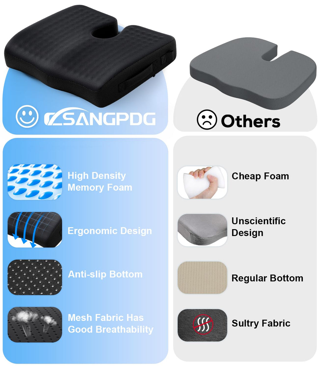 Wheelchair Seat Cushions Cooling, Ergonomic Seat Cushion, Waterproof Silk Fabric, Memory Foam Cooling Gel Office Chair Cushion for Hip Support, Relieve Sciatica, Back, Coccyx, Pressure Sore