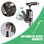 Hold 440 Lbs Walking Cane for Men & Women Aluminum Alloy Lightweight Height Adjustable Walking Stick Heavy Duty Foldbale Free Standing Cane with LED for Seniors Adults Black