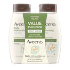 Aveeno Daily Moisturizing Body Wash Cleanser & Shaving Gel for Men & Women, Clean-Rinsing for Softer & Smoother Skin, Gentle & Lightly Scented, 18 fl. Oz, Pack of 2