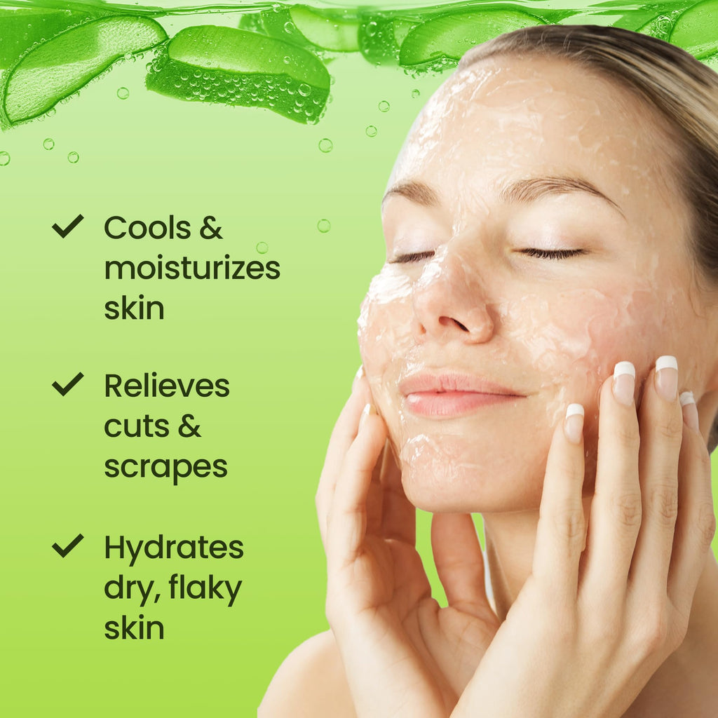 Honeyskin Organic Aloe Vera Gel for Face with Orchid & Apple Stem Cells - Soothing & Hydrating Aloe Gel for Sunburn Relief & After Sun Care - 100% Aloe Vera Gel for Hair, Face & Body (12 Fl Oz)