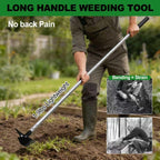 BARAYSTUS Weed Puller 61" Adjustable Long Handle, 2-in-1 Weed Rake & Crack Weeder with Detachable Head, Stainless Steel Weeding Tool for Lawn, Yard, Garden & Sidewalk Cracks, Weed Remover