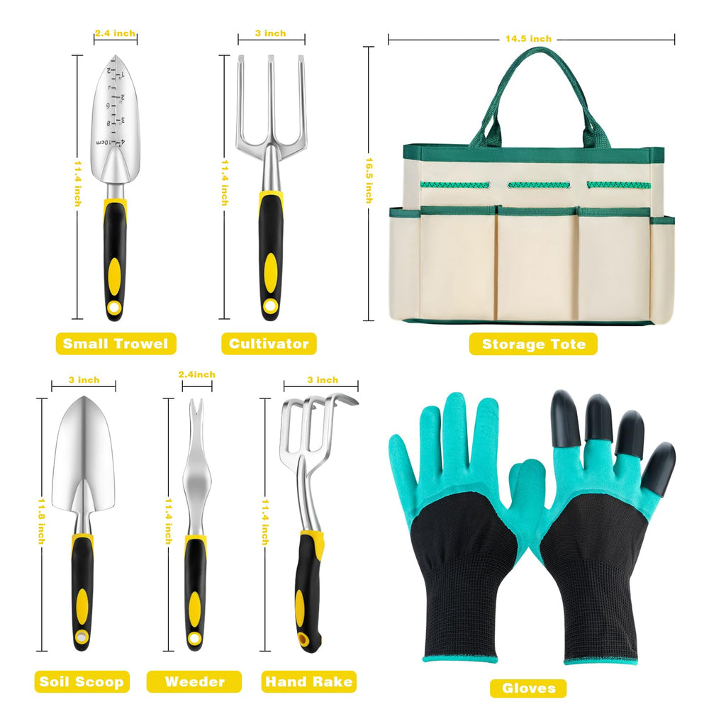 Garden Tools, Gardening Tools, Gardening Hand Tools 7-piece, Yellow