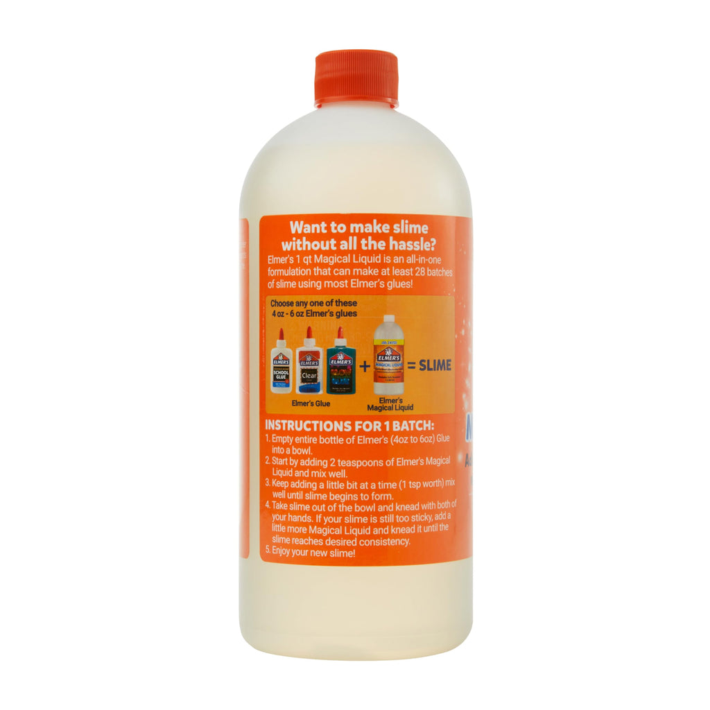 Elmer's Magical Liquid, Slime Activator Solution, Updated Formula for Double Slime Output, Safe and Washable, 1 Quart