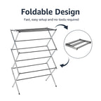 Amazon Basics Foldable Portable Metal Clothes Drying Rack for Indoor Air Drying, Energy Saving, 14.5 x 29.5 x 41.8 inches, Chrome Silver