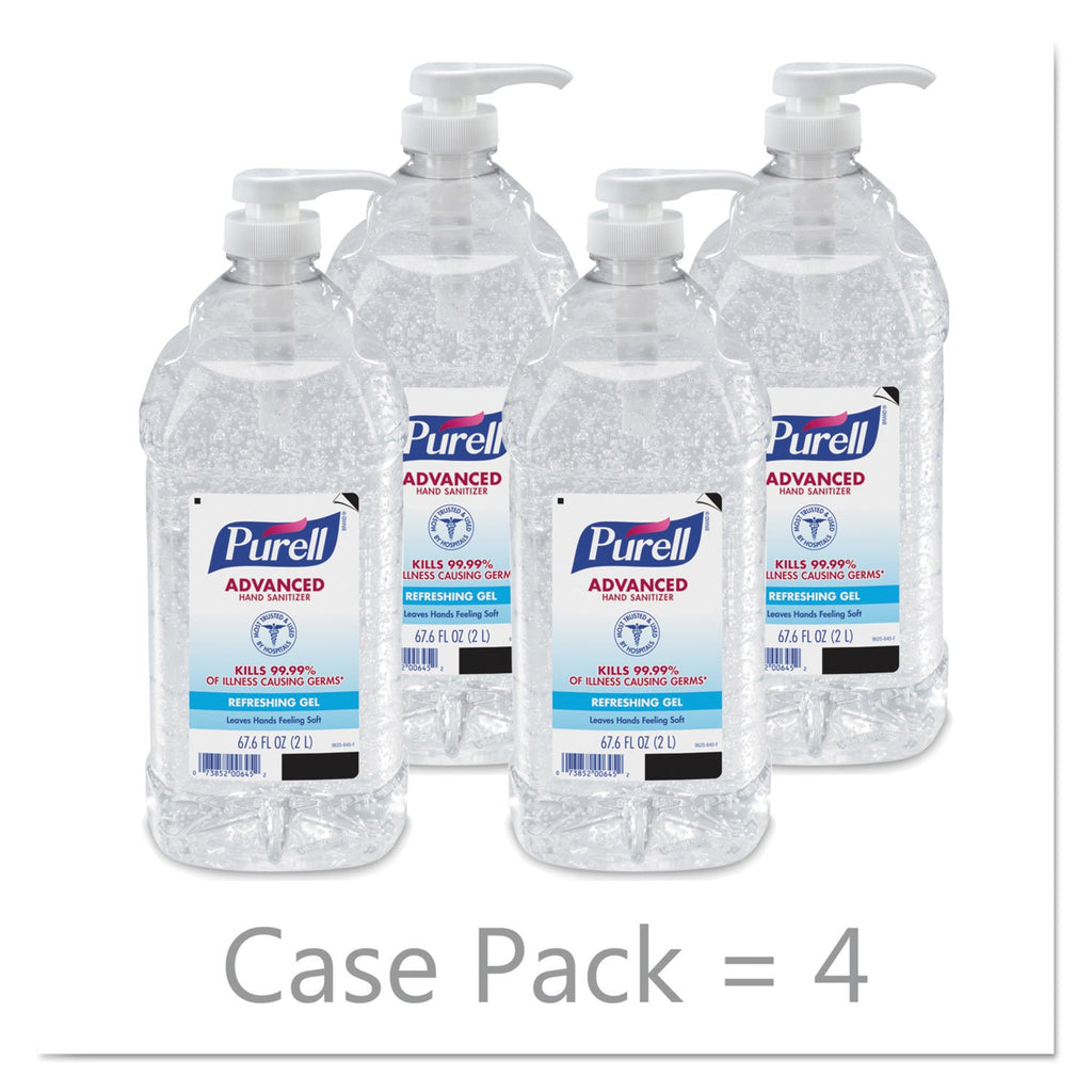 Purell Advanced Hand Sanitizer Refreshing Gel, Clean Scent, 2-Liter Pump Bottle 9625-04 (Pack of 4)