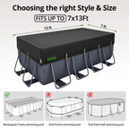QH.HOME 550D 8x16 Ft Rectangular Pool Cover [Upgraded Tear Resistant & Quadruple Windpoof]wth Pre-Installed Winch and Rope,Pool Covers for Above Ground Pools Rectangle-Snug Fit & Waterproof Protection