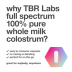 TBR Labs Pure Bovine Colostrum 180 Capsules - Antibiotic and Hormone Free - USA Sourced - All Natural - 100% First Milking