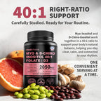 Myo-Inositol 40:1 for Women – Inositol Supplement with Myo & D-Chiro Inositol, Folate & Vitamin D3 – Vegan Capsules for Daily Routine & Hormone Support – Flo Ovarian Support Capsules – (90 Count)