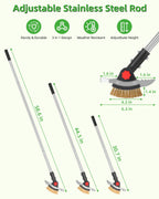 SFTPO 3-in-1 Crack Weeder Long Handle, Adjustable Crevice Weeding Tool with Stainless Steel Weed Brush and 2 Scrapers Weed Puller Tool for Driveway, Sidewalk, Lawn to Remove Weeds Moss Dirt (58.6")