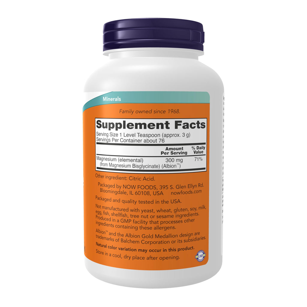 NOW Foods Supplements,Magnesium Bisglycinate Powder,Enzyme Function*,Nervous System Support*,8-Ounce,(Pack of 2)