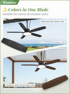 Fanbulous 52'' Outdoor Ceiling Fans with Light and Remote,IP65 Wet Rated Waterproof Ceiling Fan with 6-Speed DC Motor, Farmhouse Gazebo Fan for Porch Patios Pavilion(Black)