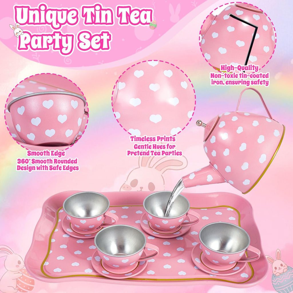 Hohosunlar Tea Party Set for Little Girls, Kids Tea Set for Toddler 3-5 6-8
