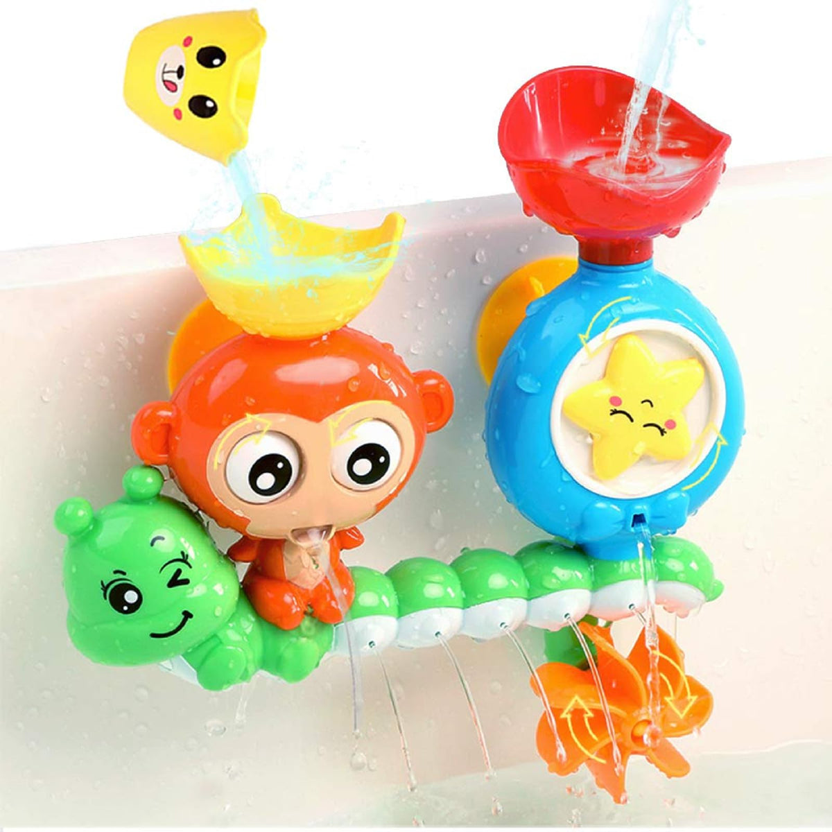 G-WACK Bath Toys for Toddlers Ages 1-3 Year, Lovely Monkey & Caterpillar