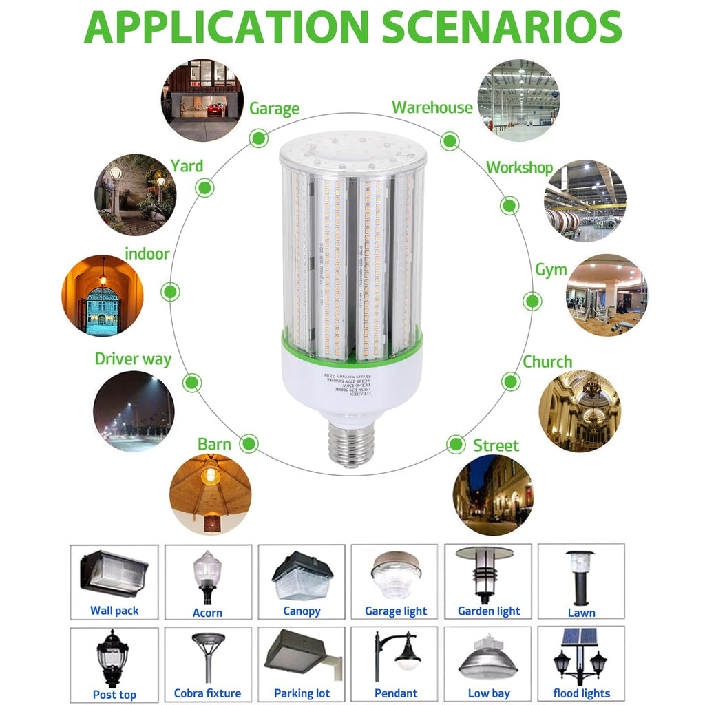 GTAREN 150W LED Corn Cob Light Bulb 2Pack,Equivalent 600W Metal Halide HPS HID CFL,5000K Daylight,E39 Mogul Base LED Retrofit Bulb,for Commercial Industrial Lighting Gyms Workshop Bay Light Fixture