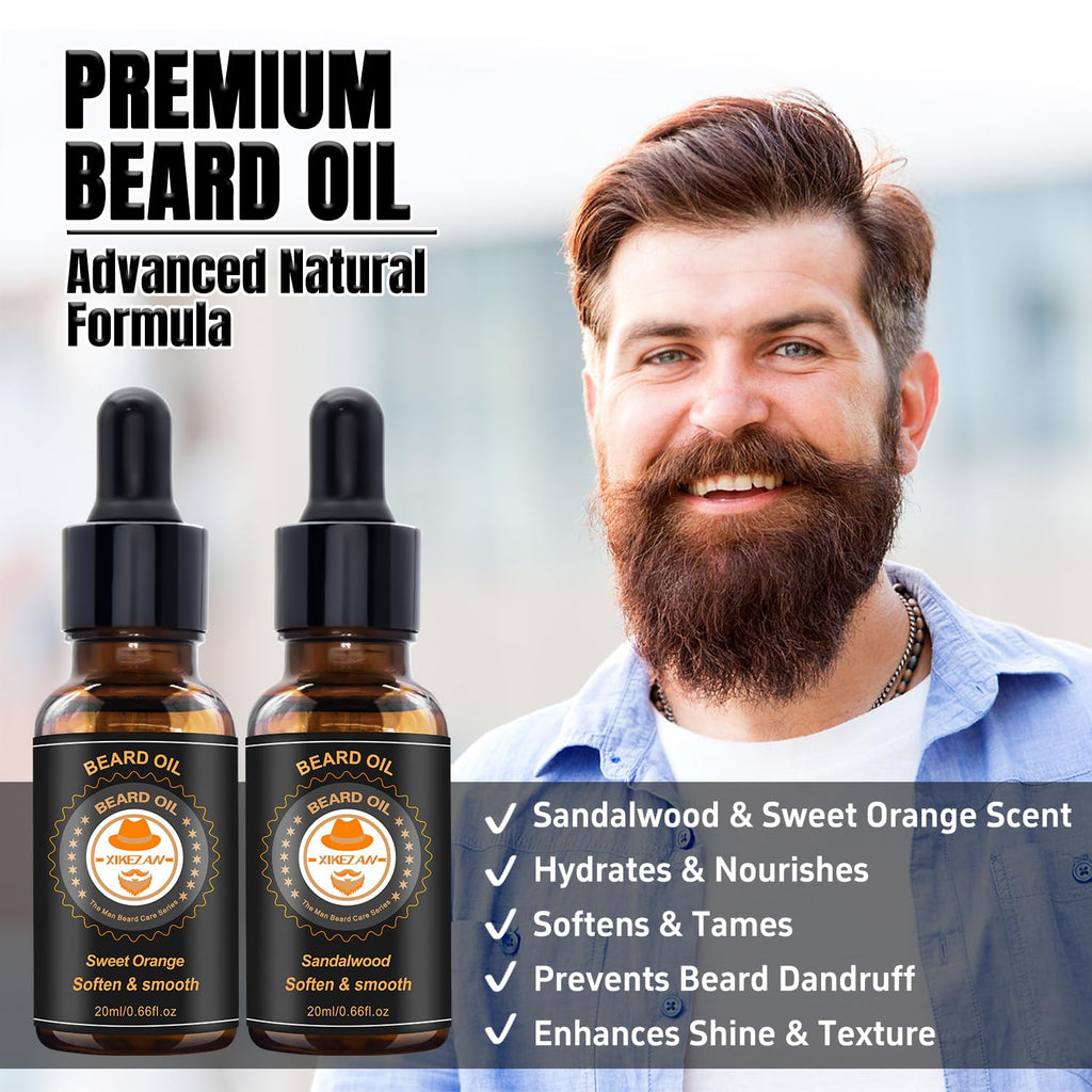 XIKEZAN Beard Kit Gifts for Men Beard Grooming/Care-Soften,Soothe Mustache