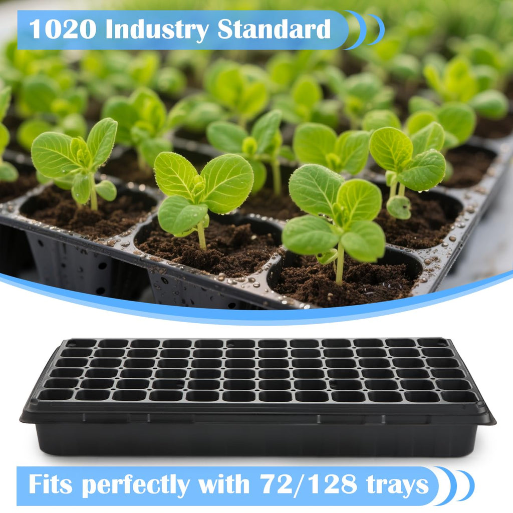 10-Pack Heavy-Duty 1020 Seed Trays – Durable, Thick Plastic Flats for Seed Starting, Microgreens & Transplanting – Fits 7.3'' Humidity Dome and 4'' Planter (21" x 11", 2.76" Deep, No Drain Hole)