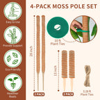 28'' Bendable Moss Poles & 12'' Stackable Coir Plant Sticks for Monstera