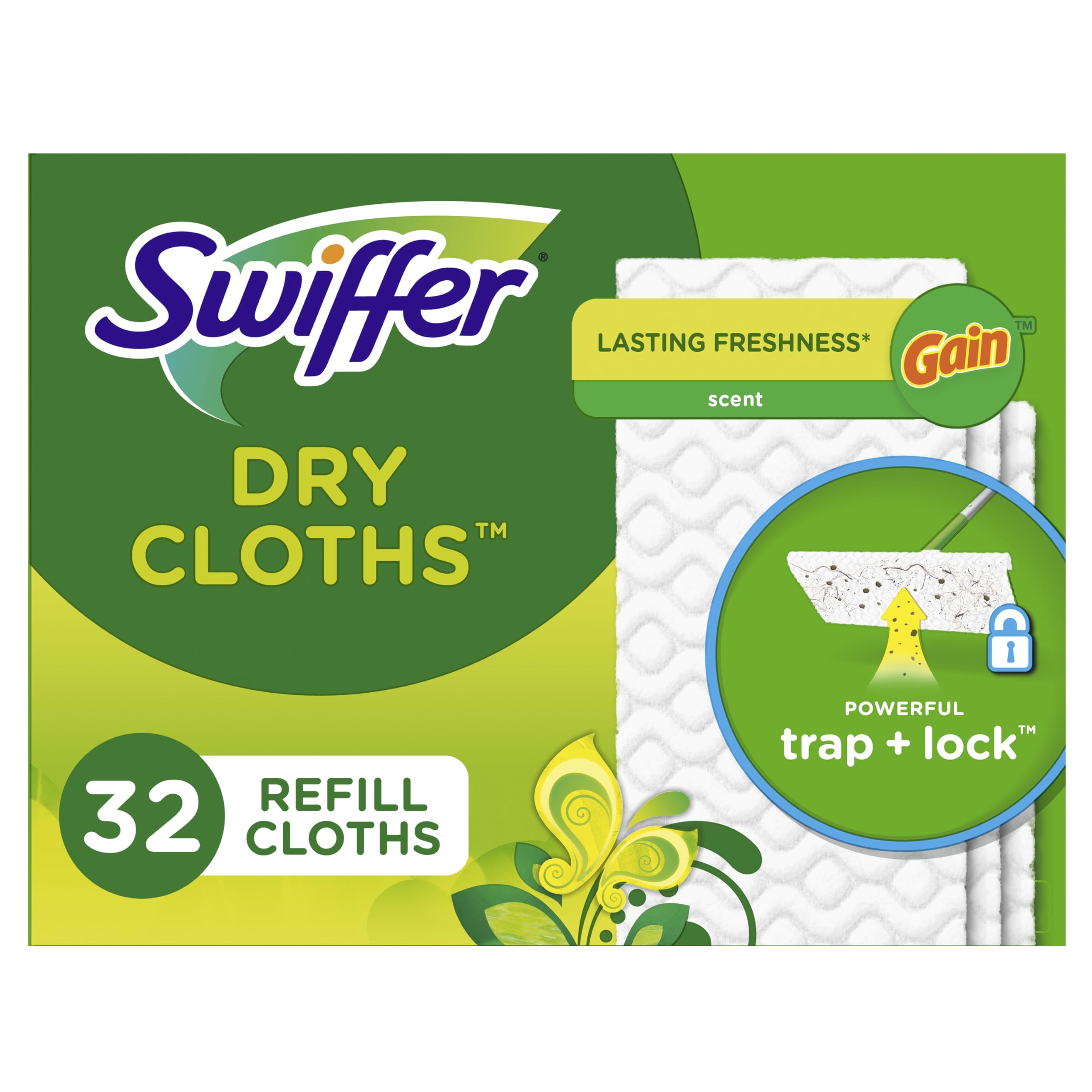 Swiffer Sweep + Mop, Dry Pads Refill, Floor Cleaner for Dirt, Dust, Hair, Cleaning Cloths for Mopping Home, Bathroom, Kitchen, Dust Mop, Floor Duster, Unscented, 52ct