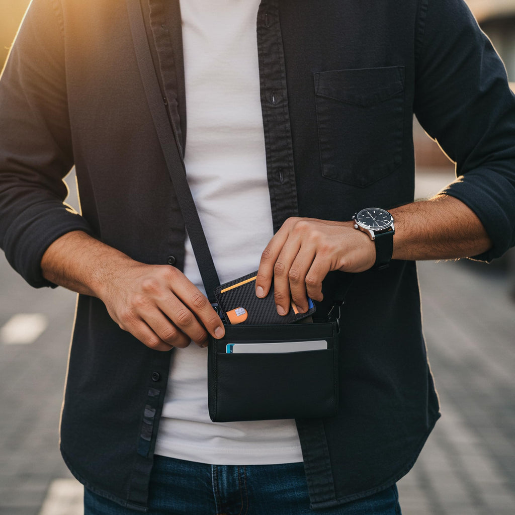 Buffway Slim Minimalist Front Pocket RFID Blocking Leather Wallets for Men and Women - Carbon Fiber Black