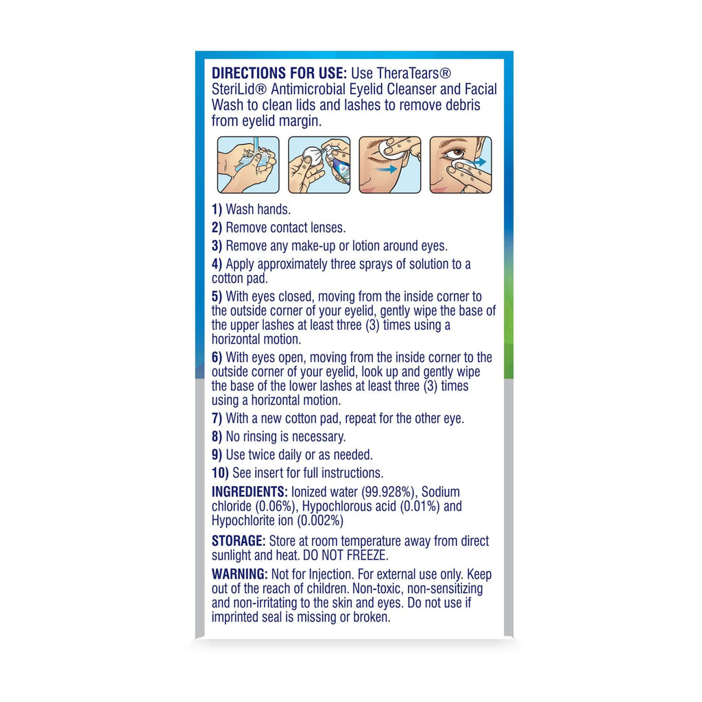 TheraTears SteriLid Antimicrobial Eyelid Cleanser and Face Wash, 2 Fl Oz