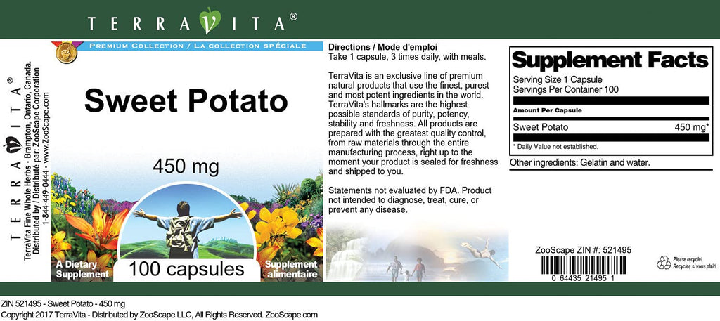 Sweet Potato - 450 mg (100 Capsules, ZIN: 521495) - 3 Pack