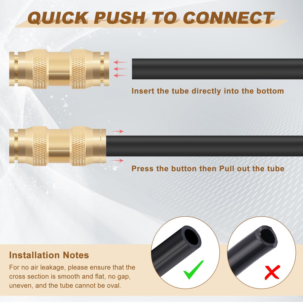 Boeray 5/16" Straight Brass Union, DOT Approved Air Line Connector 10PCS