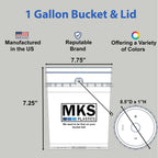 MKS Plastics 1-Gallon Bucket with Airtight Lid – Made in USA, Food Grade BPA Free Plastic, Heavy Duty Multi-Use, Metal Handle with Grip, Stackable Storage – Black, 3 Pack