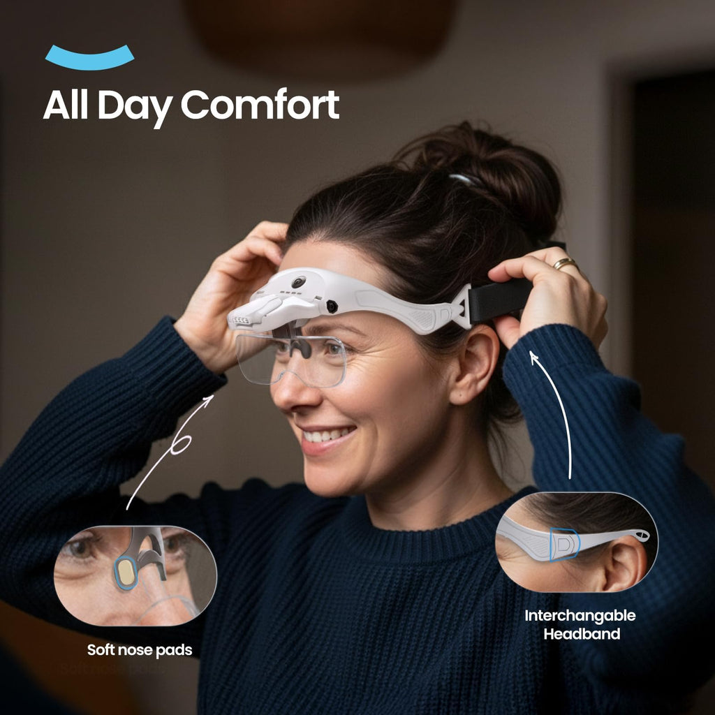 ARTDOT Magnifying Glasses with Light for Diamond Art Kits, 5 Replaceable Lenses for Magnifier with 4 LED Lights and Adjustable Brightness for Diamond Painting Accessories and Reading Close Work