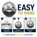 Youdepot 12-Inch Large Hanging Mirror Ball for Disco Party Decor