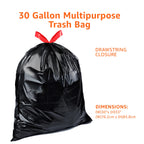Amazon Basics Multipurpose Drawstring Trash Bags, 30 Gallon Capacity, Tear Resistant, 50 Count (Previously Solimo)