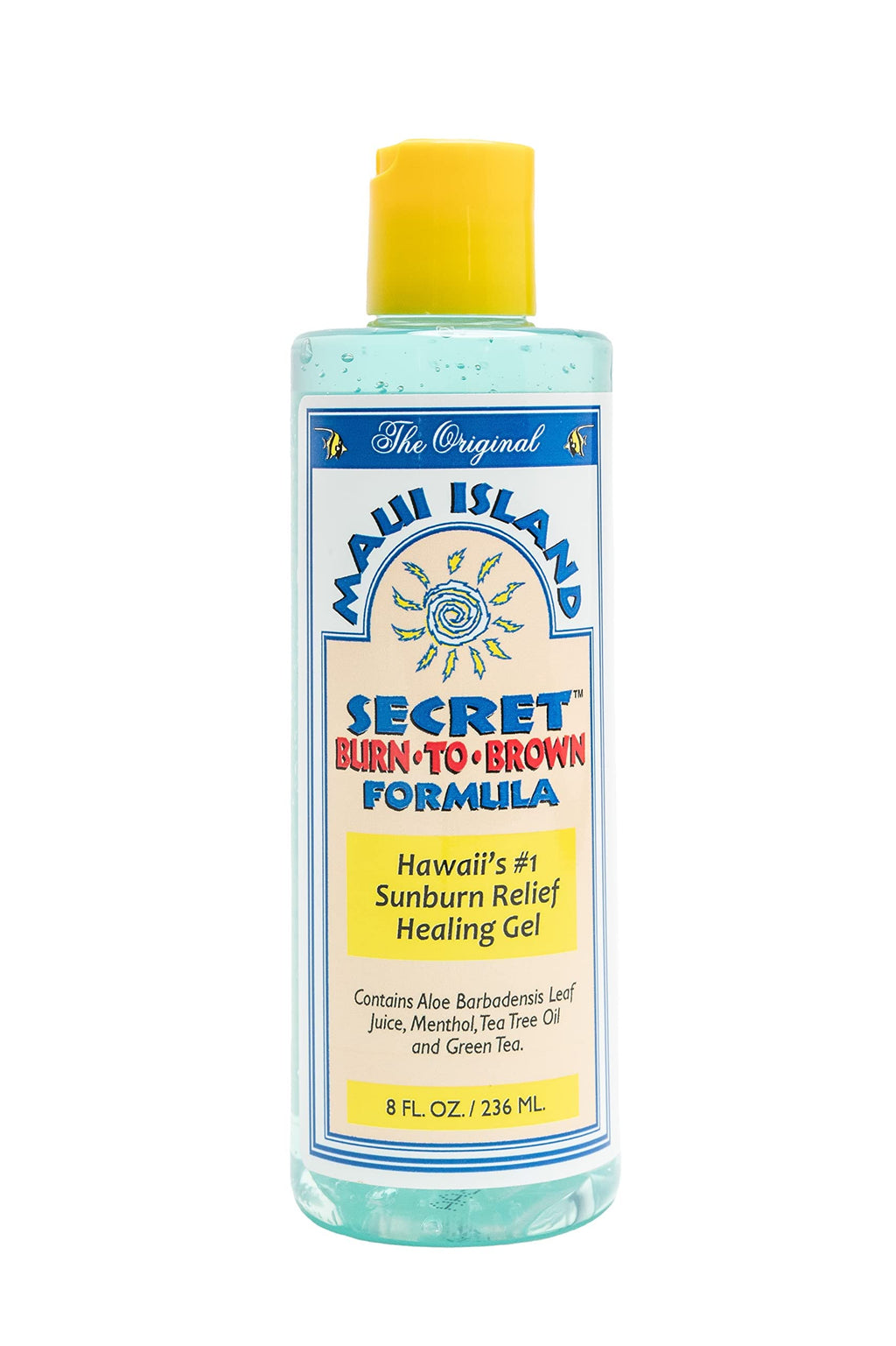 Maui Island Secret Burn to Brown Formula Aloe Sunburn Relief Gel, Soothing & Hydrating - Instant Cooling with Menthol & Tea Tree Oil 8 Oz. 1pack