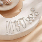Moodear Silver Earrings for Women, 925 Silver Pearl Earring Stacks Jewelry