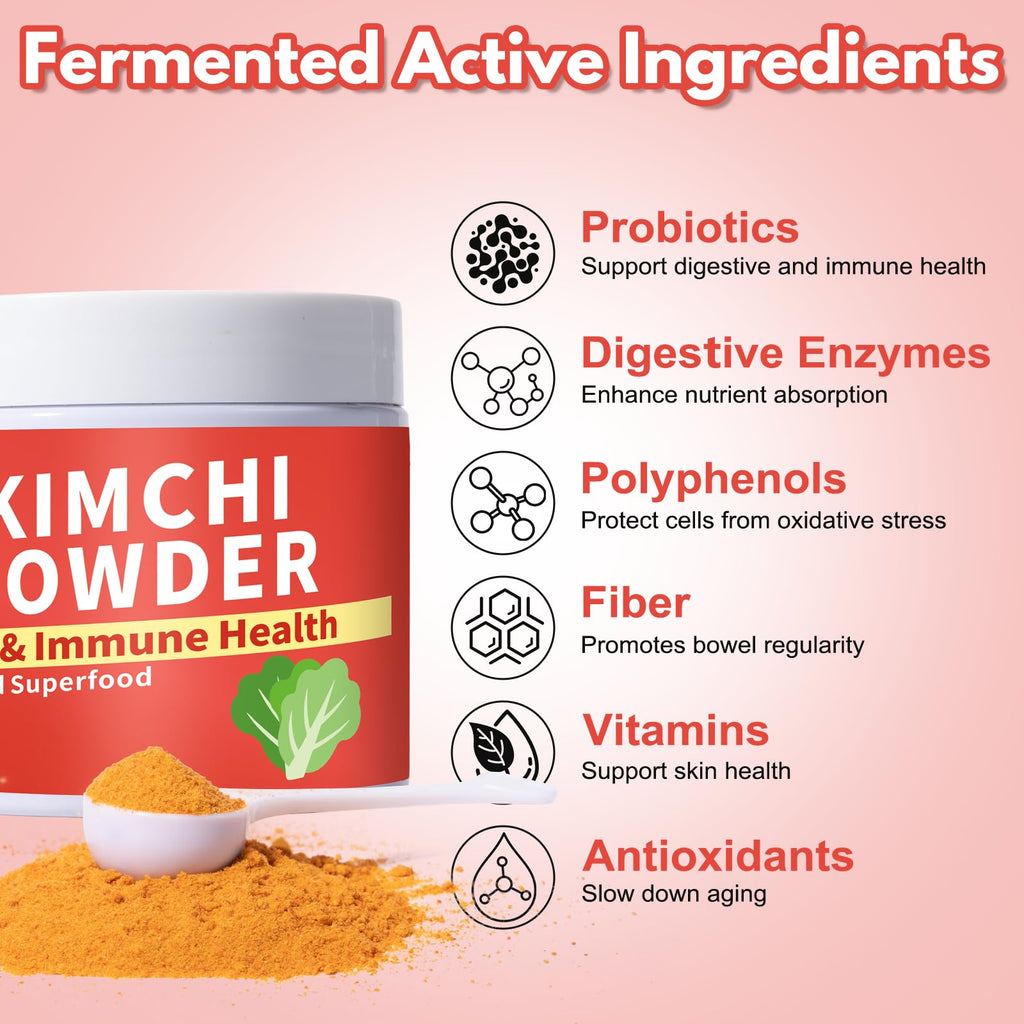 Kimchi Supplement, Kimchi Capsules Alternative (Powder Form), Probiotics & Enzymes Supports Gut & Digestive, Taste Well, One Fermented Superfood for Antioxidant Support, 170g