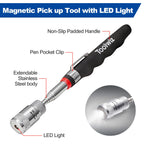 Toolwiz 17" Rolling Magnetic Sweeper 10lbs, with 8 lbs Telescopic Magnetic Pick Up tools with LED light–Lightweight Pick-up Sweeper with Wheels for Nails, Screws & Metal Debris Home Use Workshop