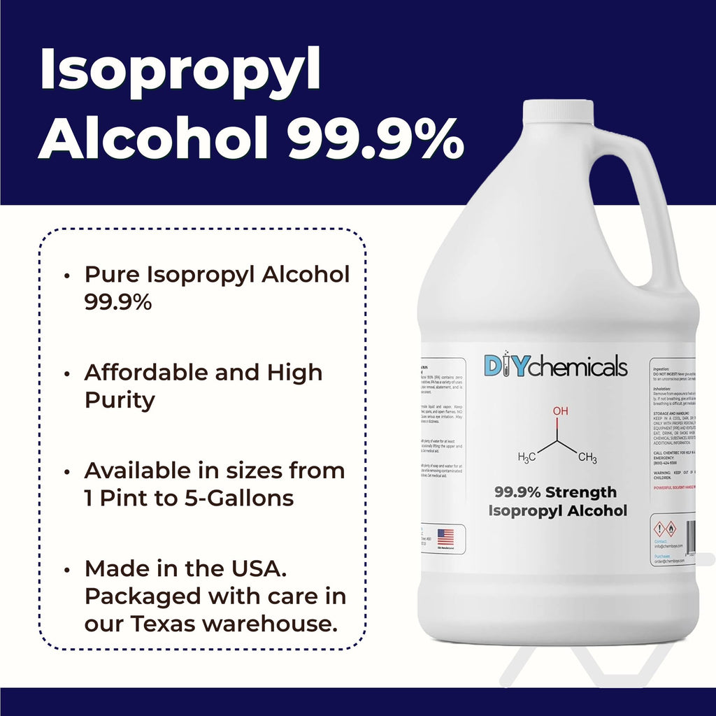 DIY Chemicals 99.9% Pure Isopropyl Alcohol – Industrial Grade IPA for Cleaning – Made in USA, Gallon (128 Fl Oz)