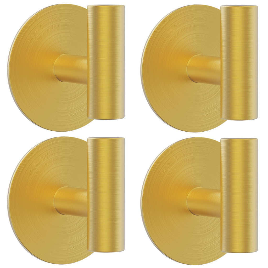 Bntuk Wall Towel Hooks, Adhesive Hooks for Coat Waterproof Shower Hooks, Sticky Hanger Hook for Hanging Coat, Clothes, Robe, Towel Hooks for Bathroom Glass Window - 4 Pack, Gold
