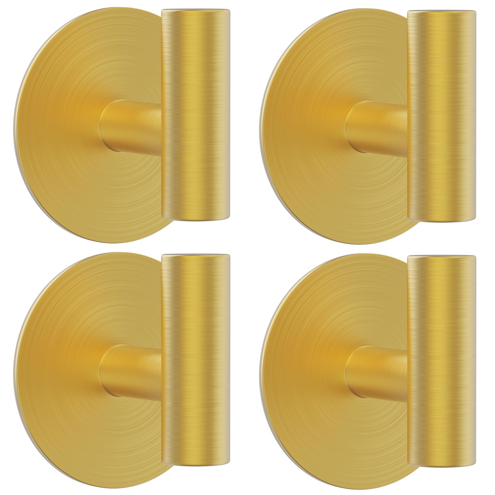 Bntuk Wall Towel Hooks, Adhesive Hooks for Coat Waterproof Shower Hooks, Sticky Hanger Hook for Hanging Coat, Clothes, Robe, Towel Hooks for Bathroom Glass Window - 4 Pack, Gold
