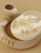 ORAZIO Small Hoop Stud Earrings Stacks for Women Gold Plated Huggie Hoops