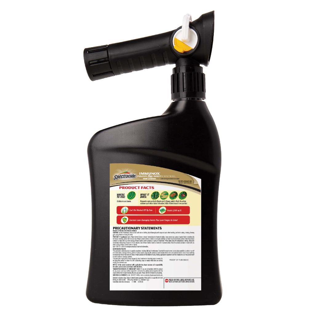 Spectracide Immunox Fungus Plus Insect Control For Lawns 32 Ounces, Dual Action, Hose-End Concentrate, Clear/Light Yellow