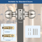 Knobonly 3 Pack Keyless Indoor Door Knob, Passage Door Knobs, Interior Door Knobs, Satin Nickel, Stainless Steel