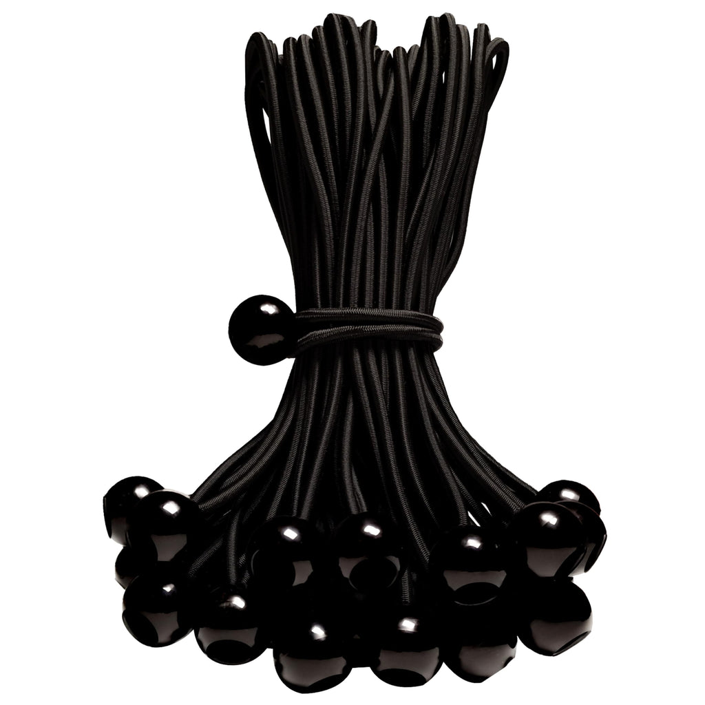 50-Piece YELIER Ball Bungee Cord (Black, 6"), UV Resistant, Antioxidant, Secure Tie Down