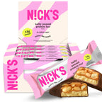 NICKS Protein Bars Salty Peanut Chocolate – 12-Count Box | 15g protein | 200 calories | Protein-Packed Snack, Low Calories, Low Carbs, Keto Friendly, No Added Sugar
