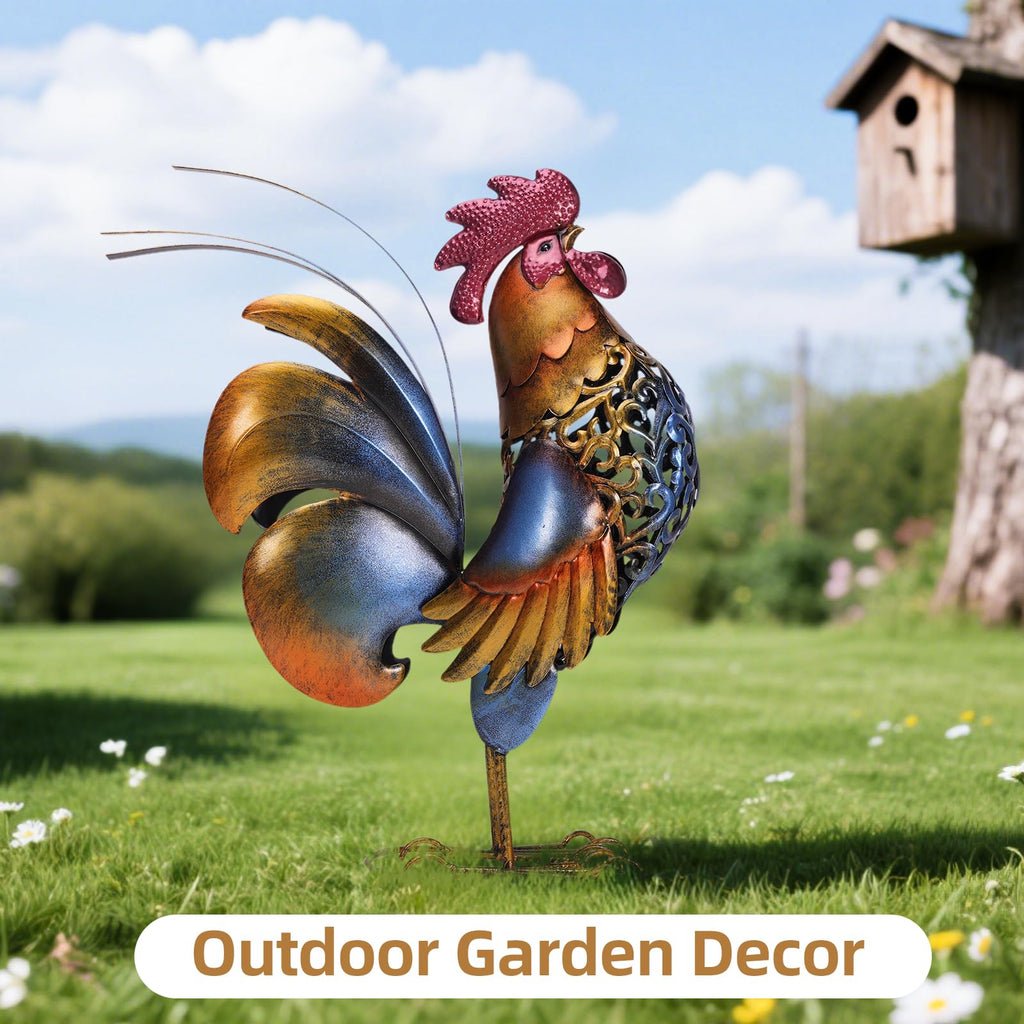 Mloarts Metal Rooster Garden Statue