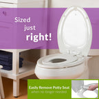 Mayfair NextStep2 Toilet Seat with Built-In Potty Training Seat, Slow-Close, Removable that will Never Loosen, Round, White