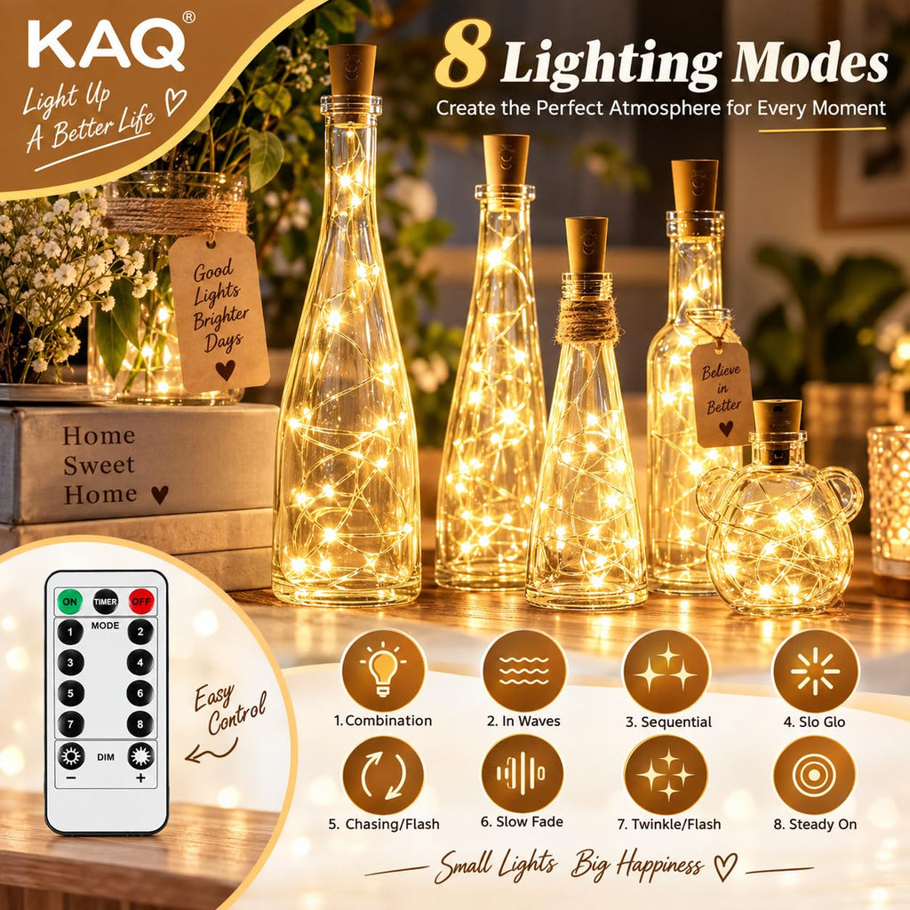 KAQ Fairy Lights Battery Operated with Remote, 4Pack 80FT 240LED Warm White