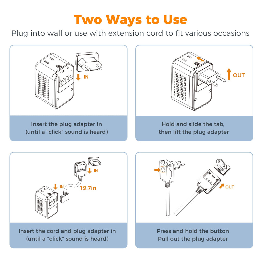 TESSAN 220 to 110 Voltage Converter US to Europe, International Travel Power Adapter with 4 USB Ports(2 USB C), 2 AC and EU/UK/AU Plug Universal Power Converter Adapter Combo, Step Down Transformer