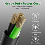 Elecan 3-Prong Y Splitter Power Extension Cord 2 FT/2 Pack, 90-Degree Angled Flat Plug 1 to 2 Way Outlet Space Saver, Heavy Duty Weatherproof SJTW, 16AWG 13A,5-15P Cable Extender for Indoor Outdoor-UL