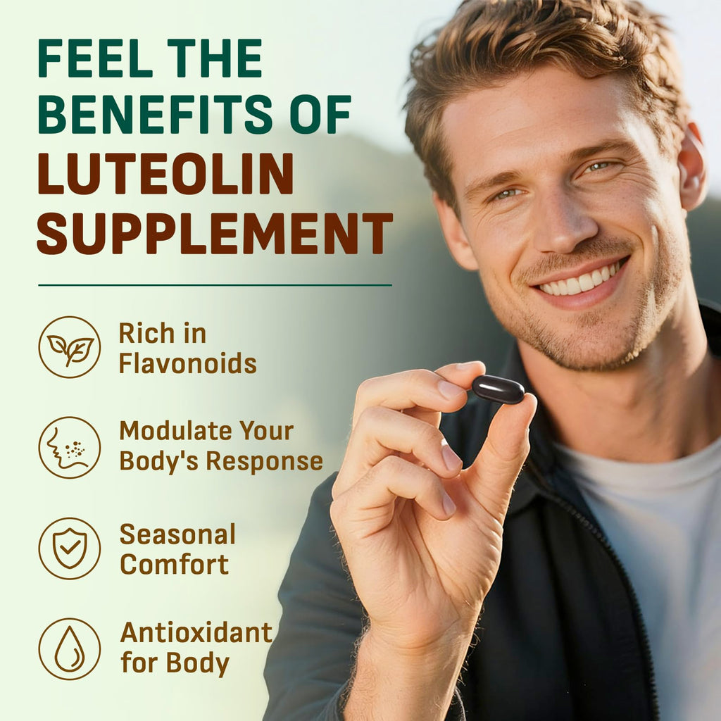 Gyumolics Luteolin Supplement 300mg, Powerful MCAS Stabilizer, Seasonal Allergies and Anti-inflammatory Balance, with Luteolin 150mg, Rutin 75mg, Pea 75mg, Vegetarian,Gluten-Free, 120 Softgels
