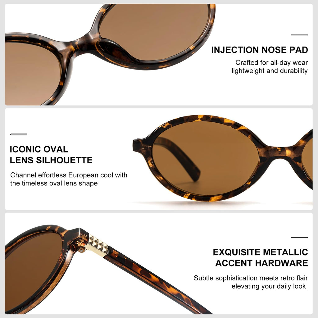 ViewJoy Retro Oval Sunglasses for Women Vintage 90s Y2K Trendy Sun Glasses